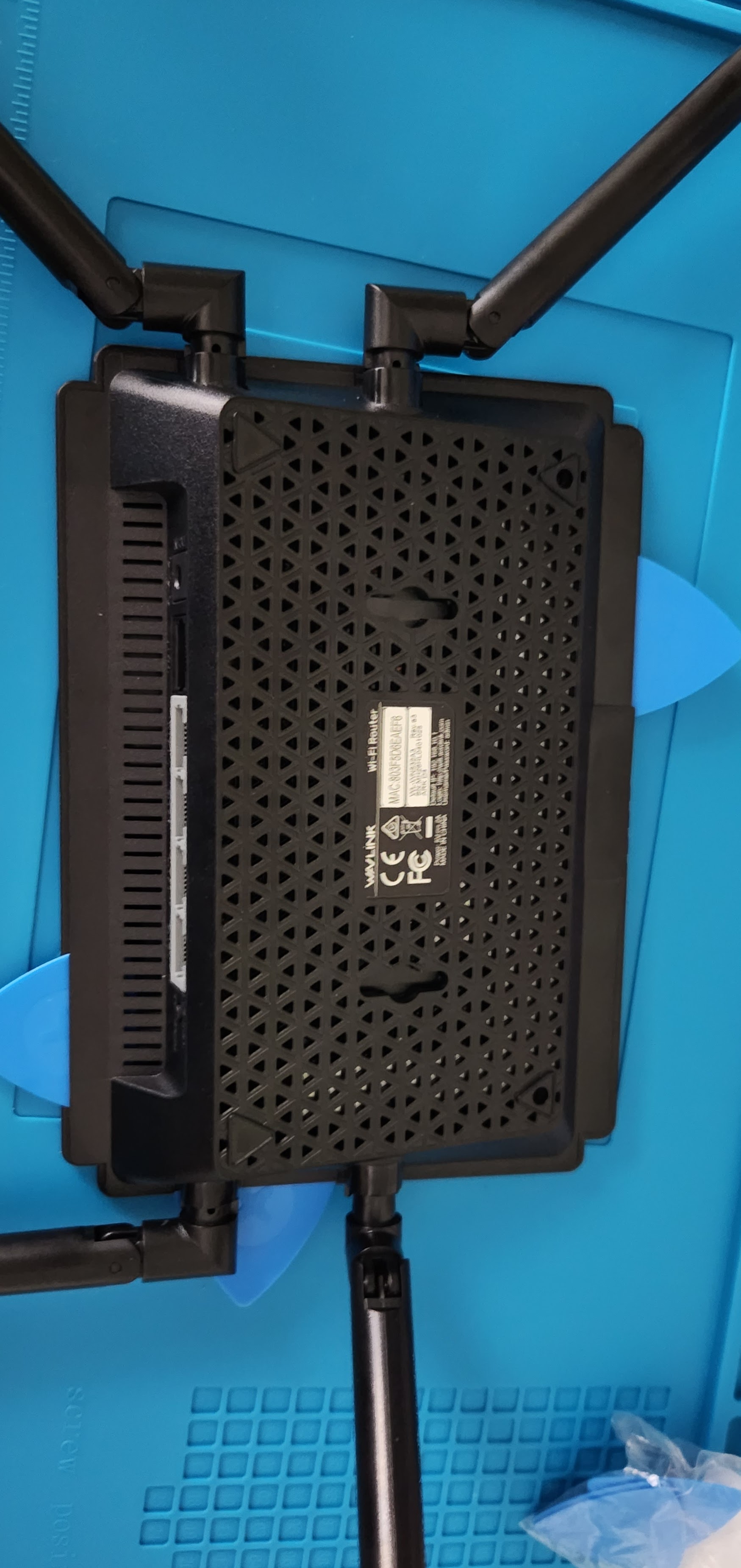 Unopened router with three opening picks in it